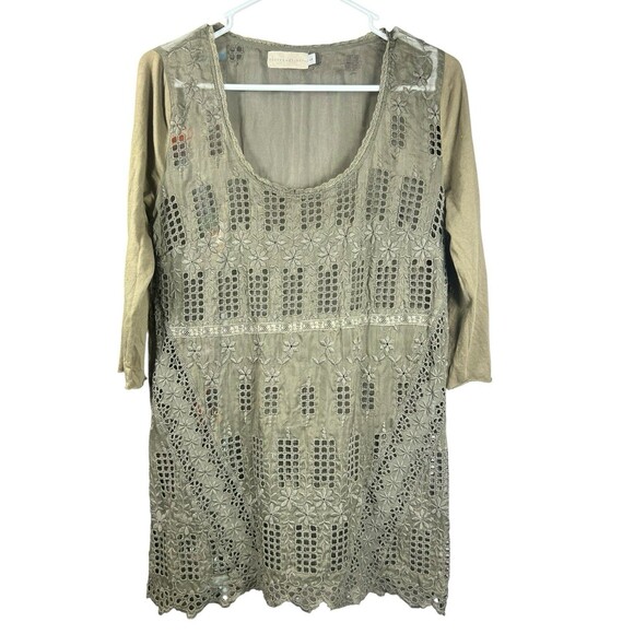 Johnny Was 4 Love & Liberty Embroidered Eyelet Fairycore Lace Tunic Top S Boho - Picture 1 of 11